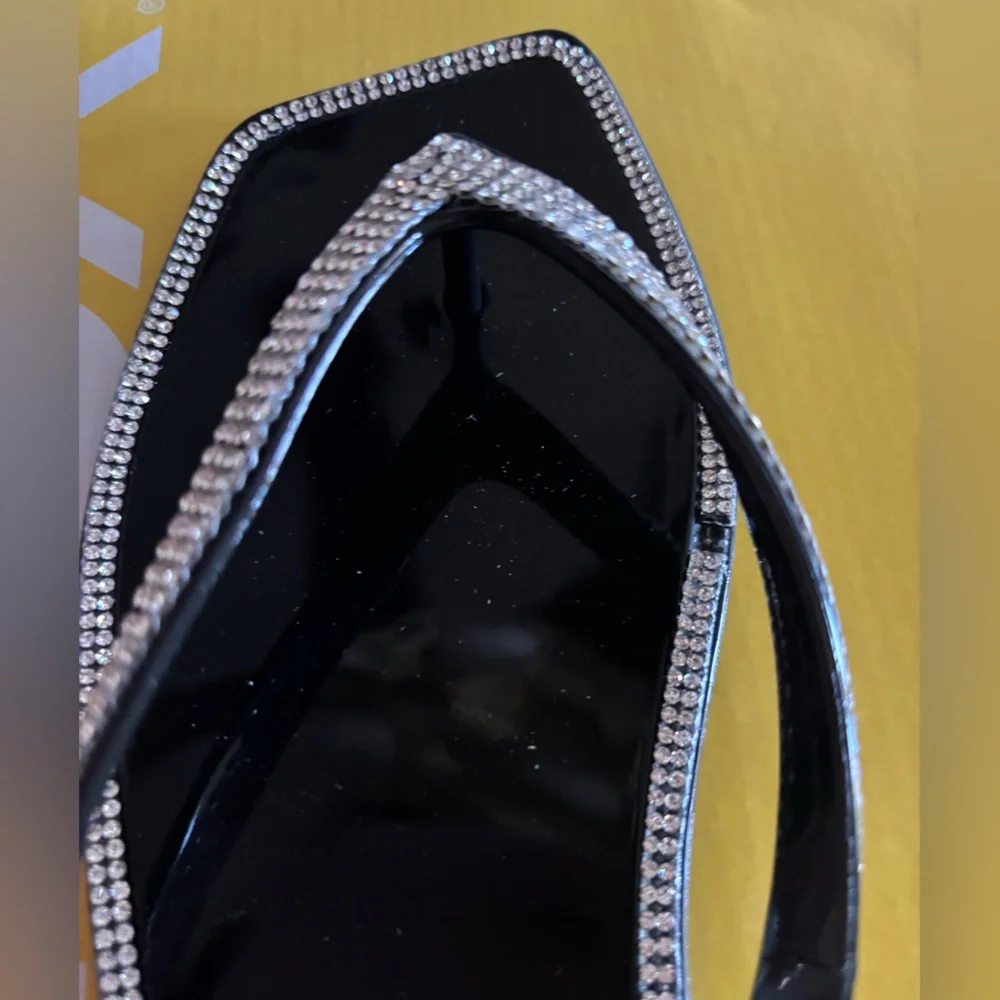 Lauren Lorraine Black Sandals with Rhinestone Trim - Picture 5 of 5